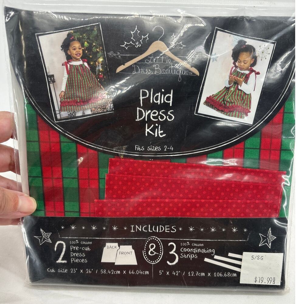 Little Dress Boutique Plaid Dress Kit (sizes 2-4) New